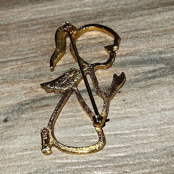 Vintage Signed CCi Gold-Tone Praying Little Girl Angel Rhinestone Brooch / Pin - Picture 6 of 7